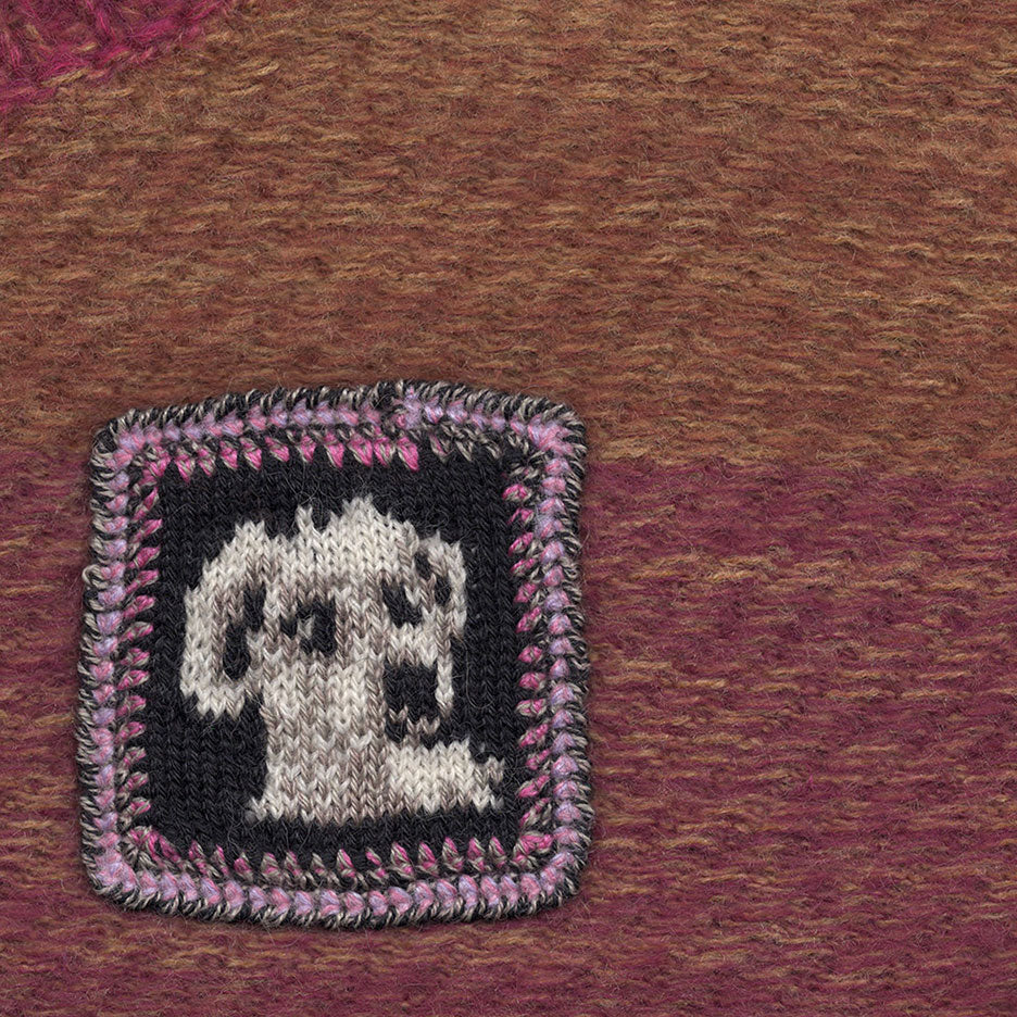 Boxy Crew Neck Dog Patch Sweater in Browns