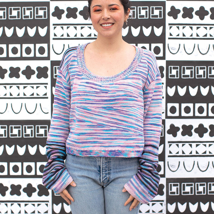 Circle Neckline Cropped Sweater