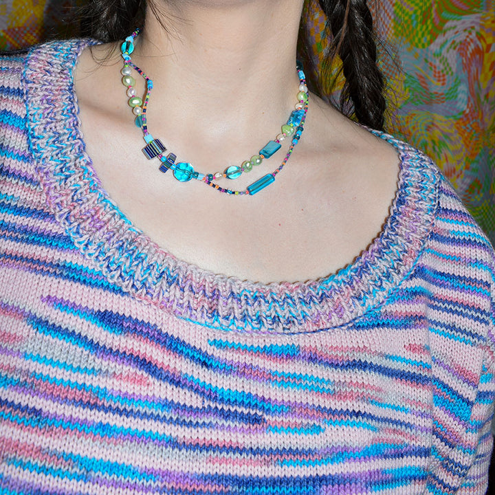 Circle Neckline Cropped Sweater