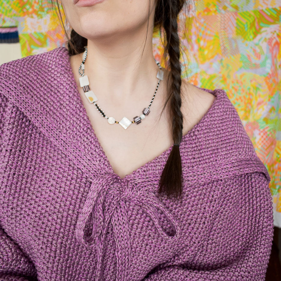 Boxy Cropped Cotton Sailor Sweater