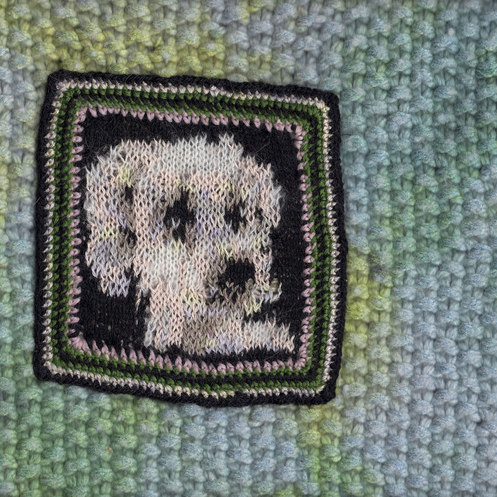 Fitted Cropped Cotton Tie-Dye Sweater With Dog Patch