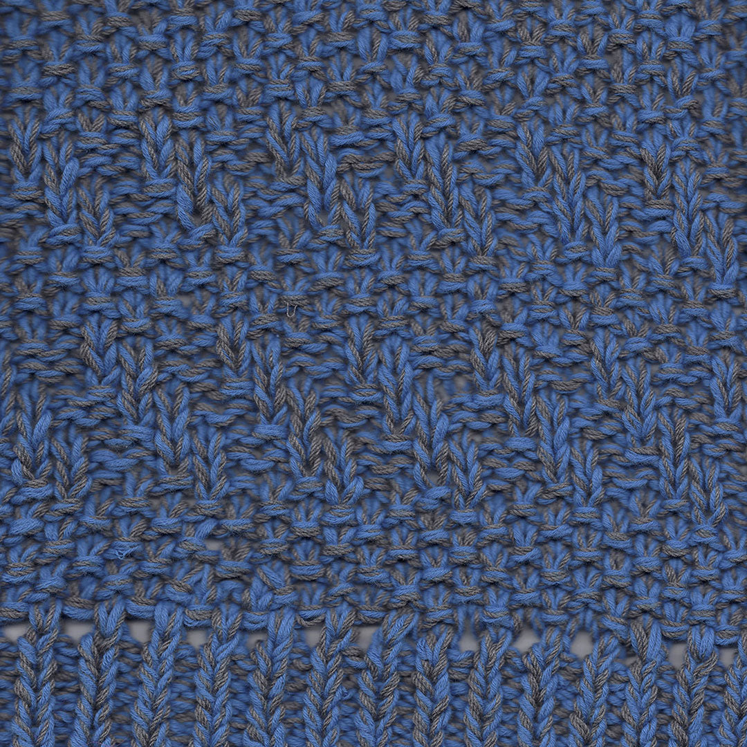 Blue V-Neck Textured Sweater with Dog Patch