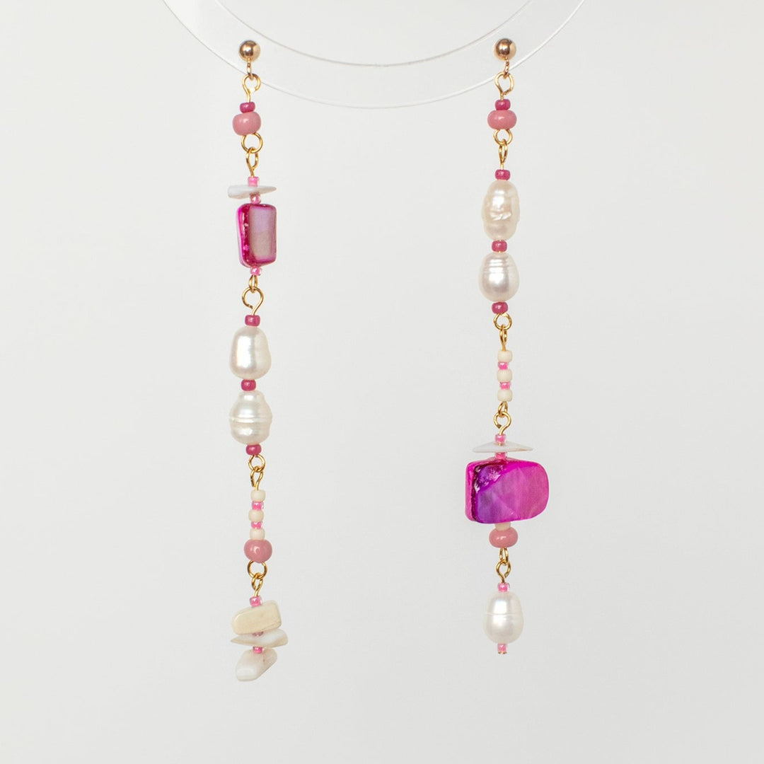 Bennet Asymmetrical Pearl and Shell Earrings