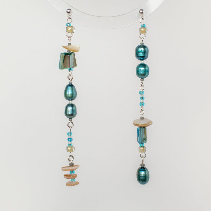 Bennet Asymmetrical Pearl and Shell Earrings