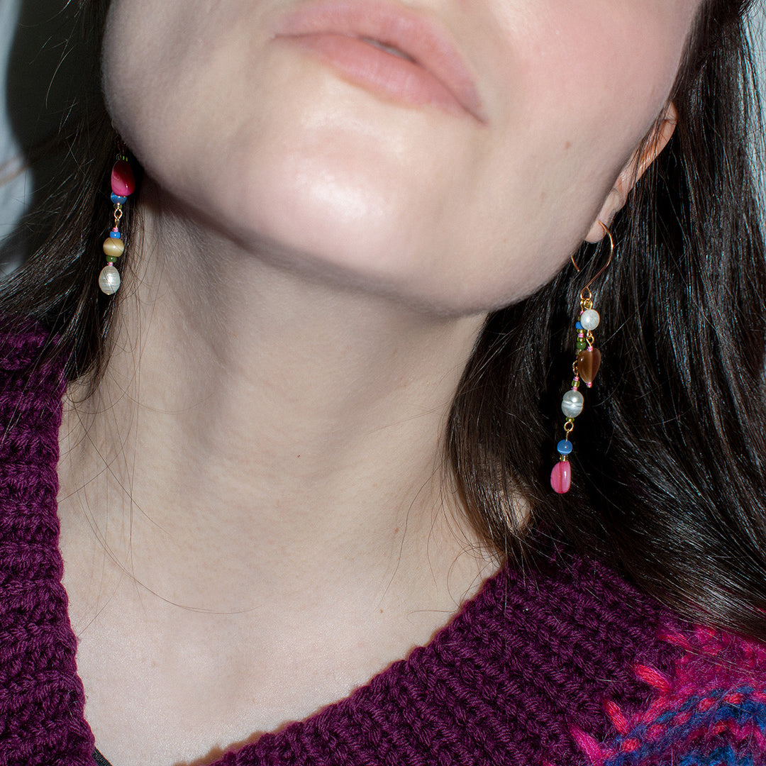 Delaford Pearl Hoop Dangle Earrings