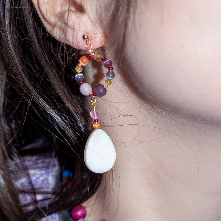 Ferrars Fiber Optic Bead and Shell Earrings