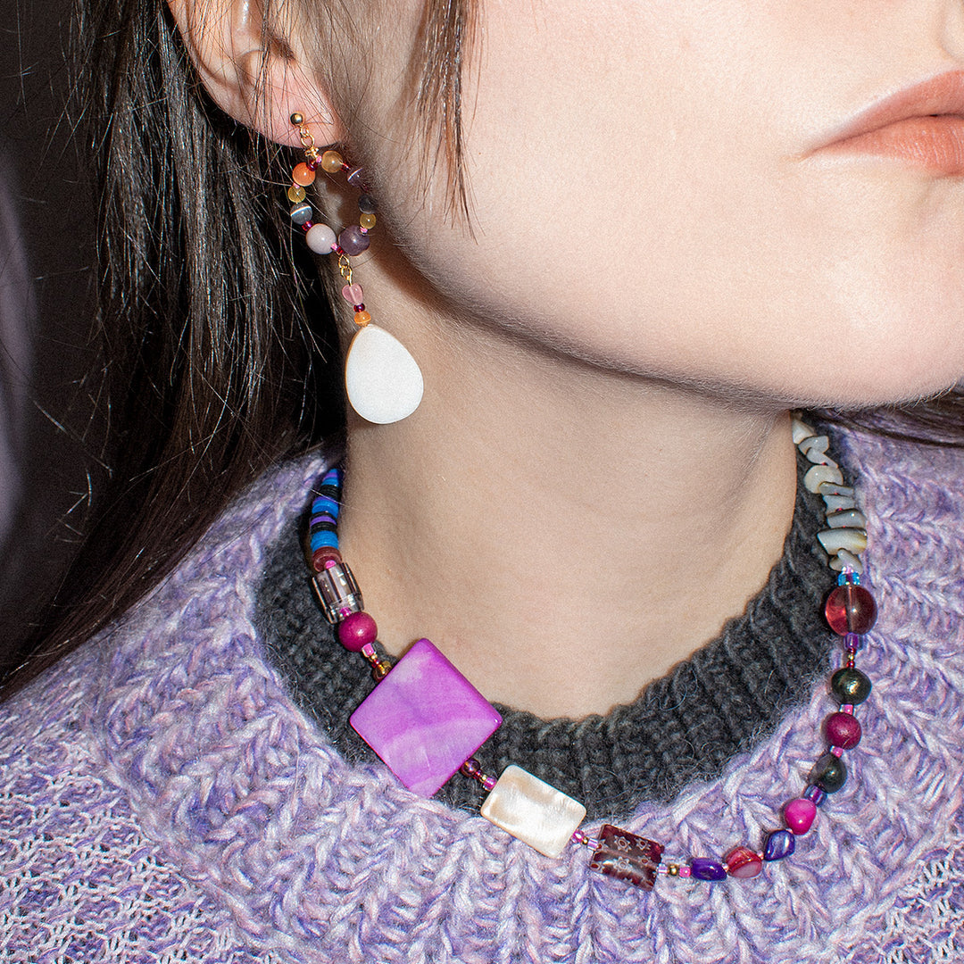 Ferrars Fiber Optic Bead and Shell Earrings