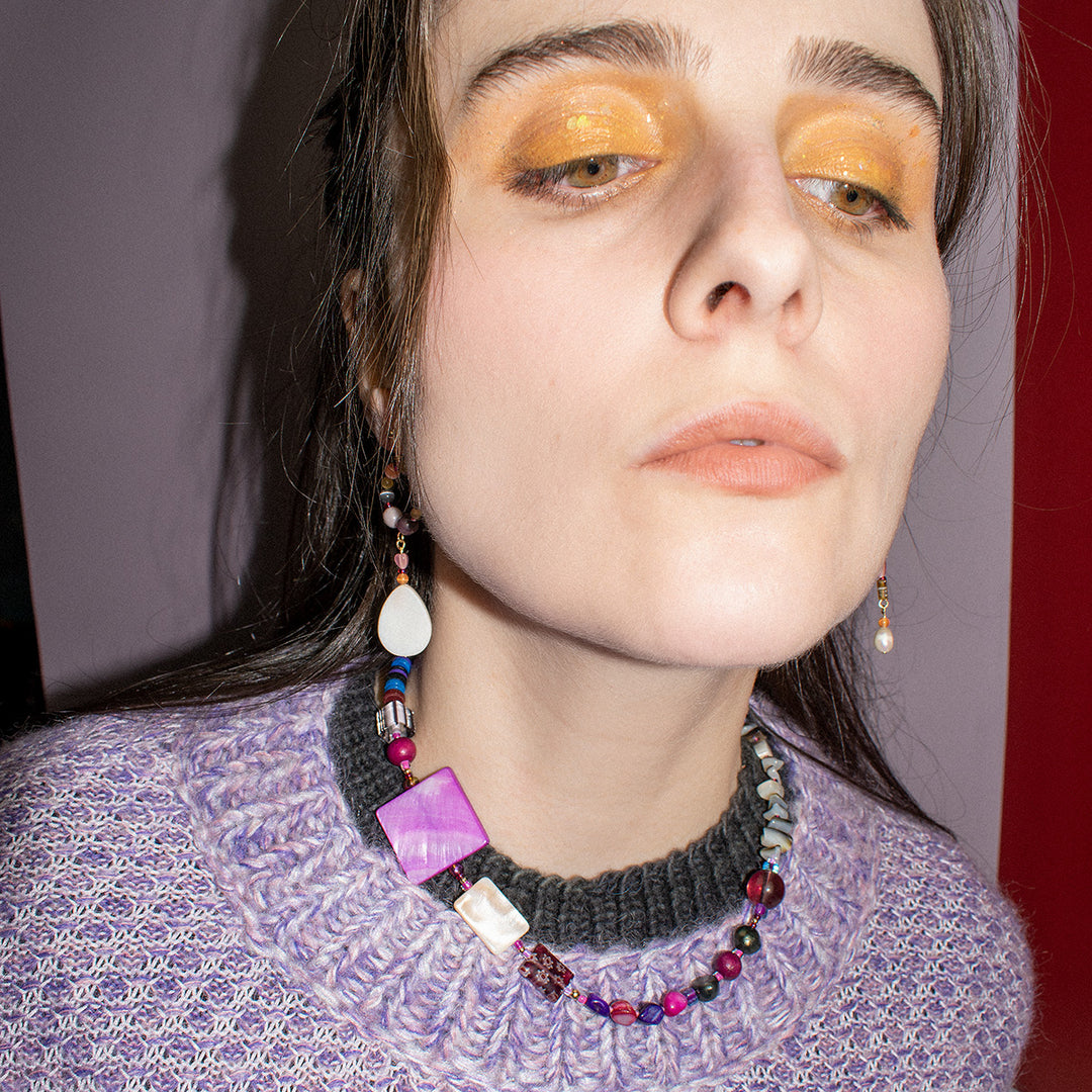 Ferrars Fiber Optic Bead and Shell Earrings