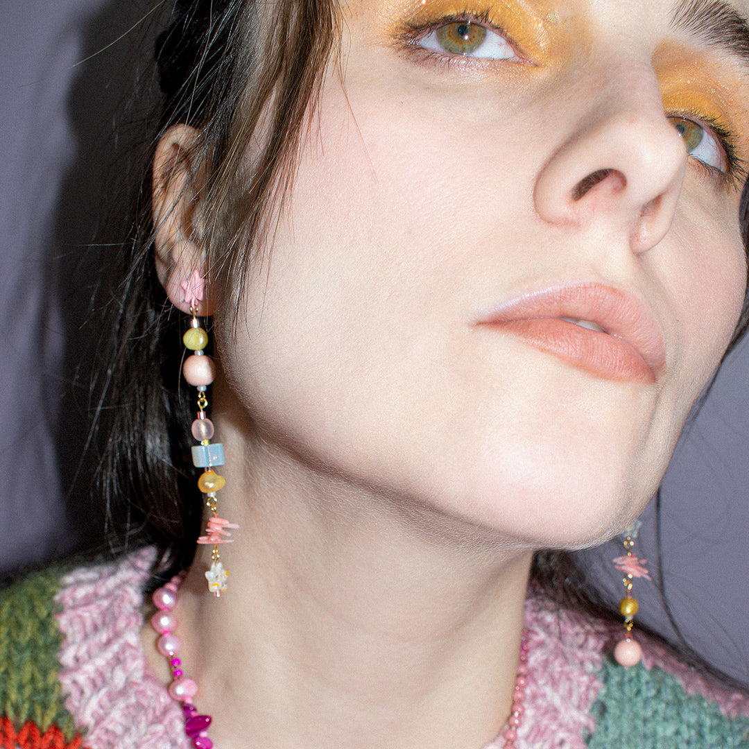 Woodhouse Pearl and Coral Dangle Earrings