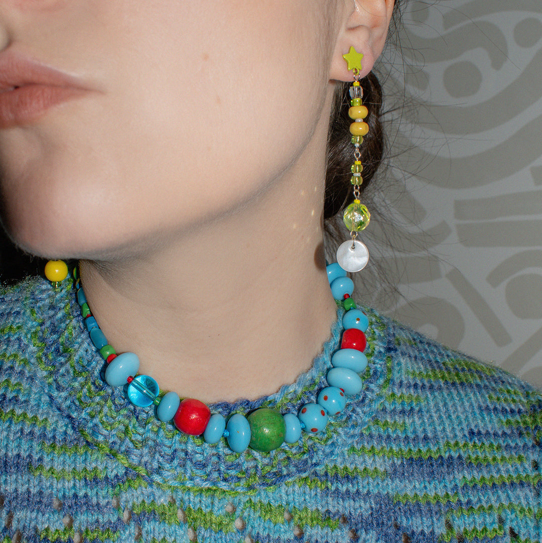 Gardiner Wood and Shell Dangle Earrings