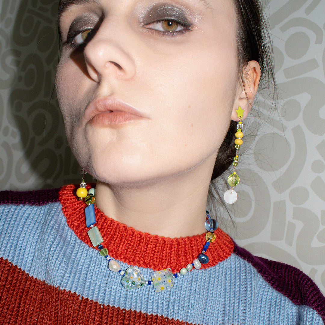 Gardiner Wood and Shell Dangle Earrings