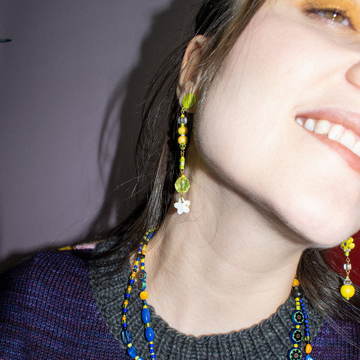 Gardiner Wood and Shell Dangle Earrings