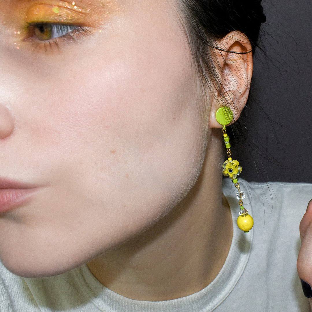 Gardiner Wood and Shell Dangle Earrings