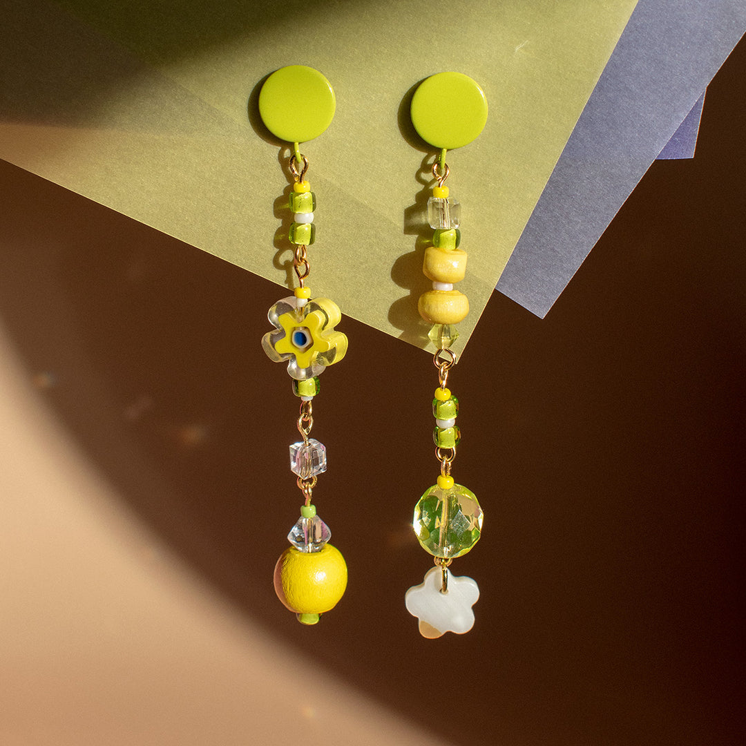 Gardiner Wood and Shell Dangle Earrings