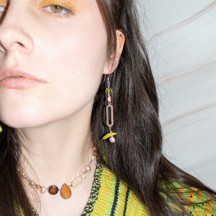 Dashwood Asymmetrical Pearl and Shell Earrings