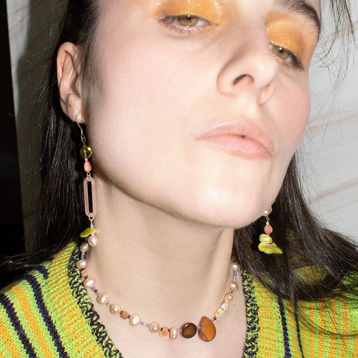 Dashwood Asymmetrical Pearl and Shell Earrings