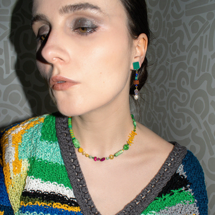 Darcy Freshwater Pearl and Wood Dangle Earrings