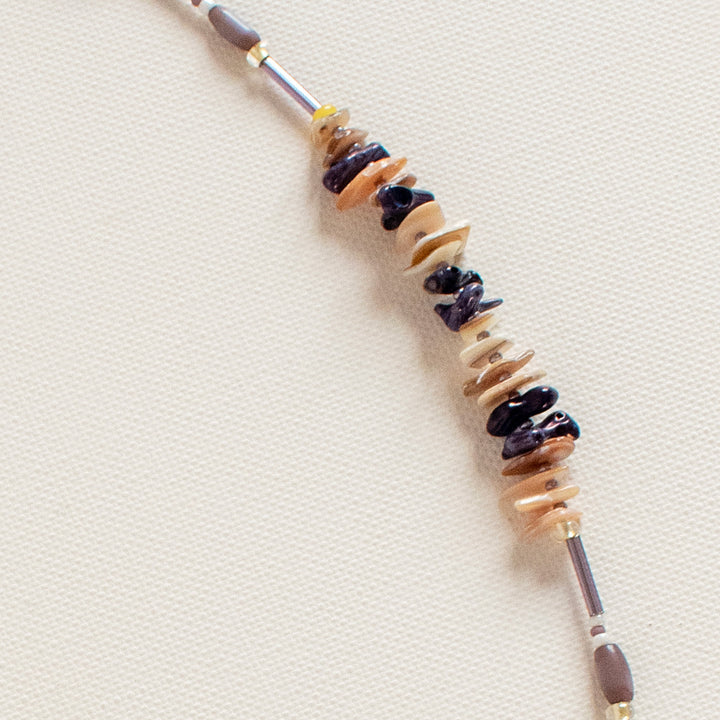 Taormina Yellow & Mauve Long Mother of Pearl Shell Necklace