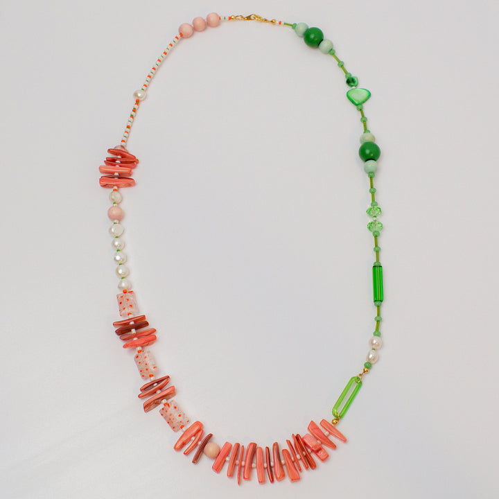 Firenze Coral & Green Millefiori Long Necklace