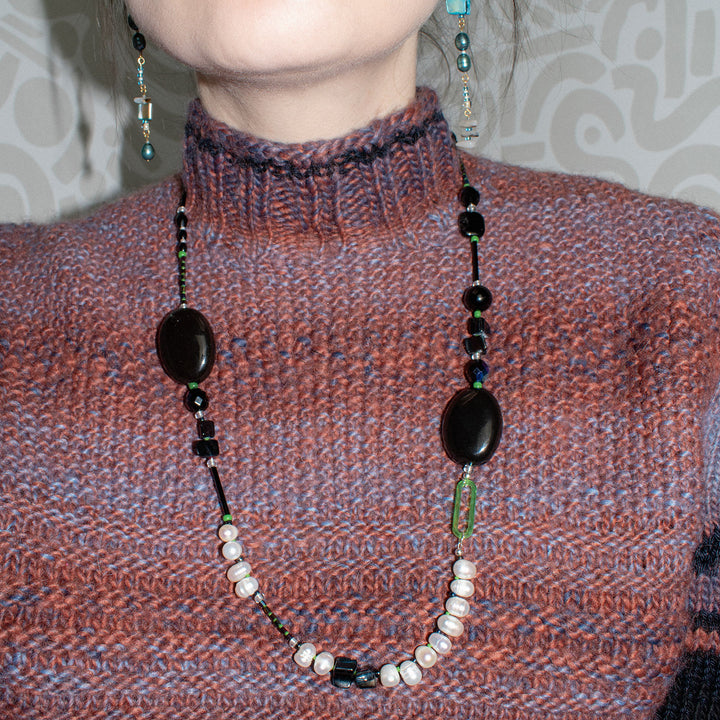 Orvieto Black & White Freshwater Pearl Long Necklace