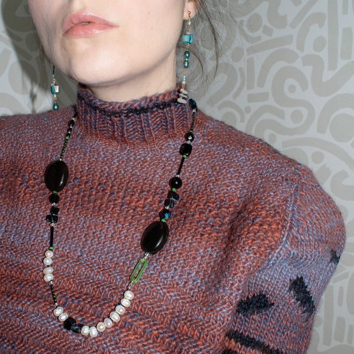 Orvieto Black & White Freshwater Pearl Long Necklace