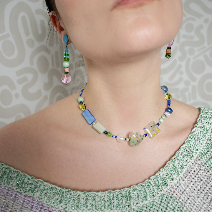 Callie Millefiori and Freshwater Pearl & Shell Necklace