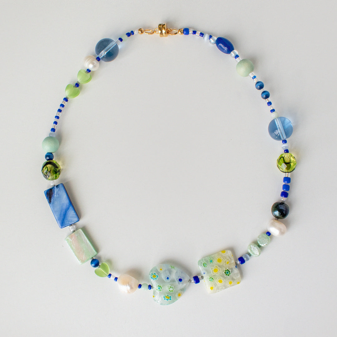 Callie Millefiori and Freshwater Pearl & Shell Necklace