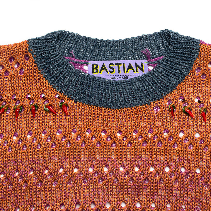 Ombre Linen Crew-Neck Sweater With Chilis