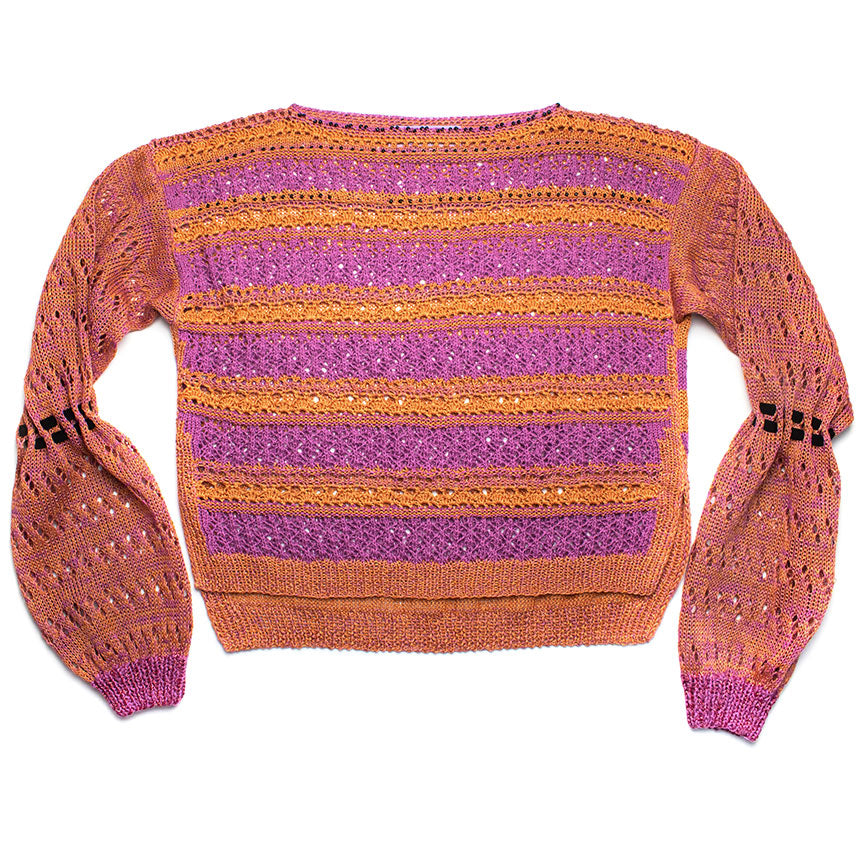 Crochet + Knit Stripe Boat-Neck Sweater