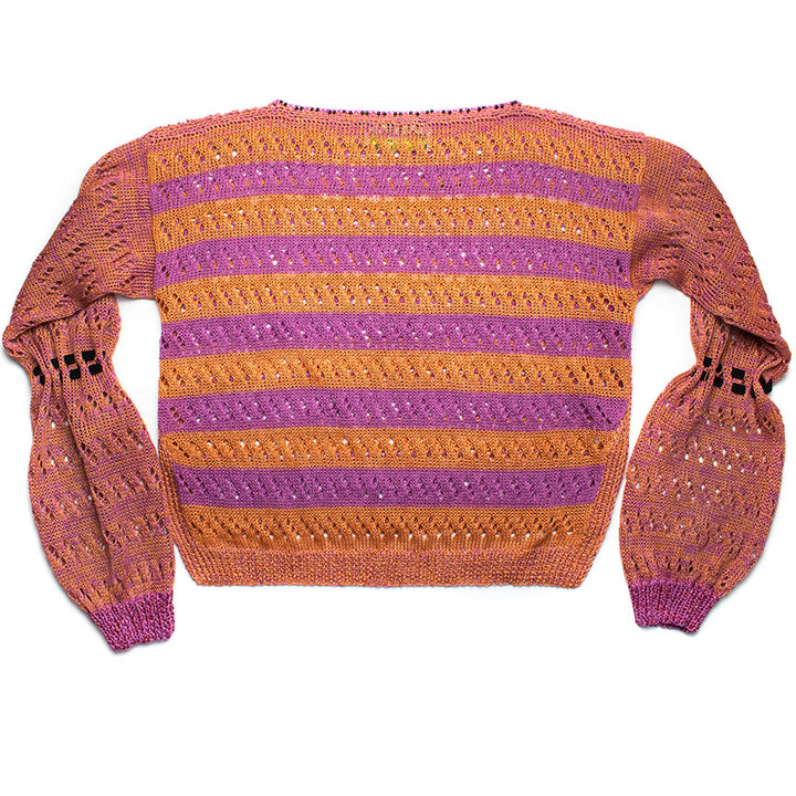Crochet + Knit Stripe Boat-Neck Sweater