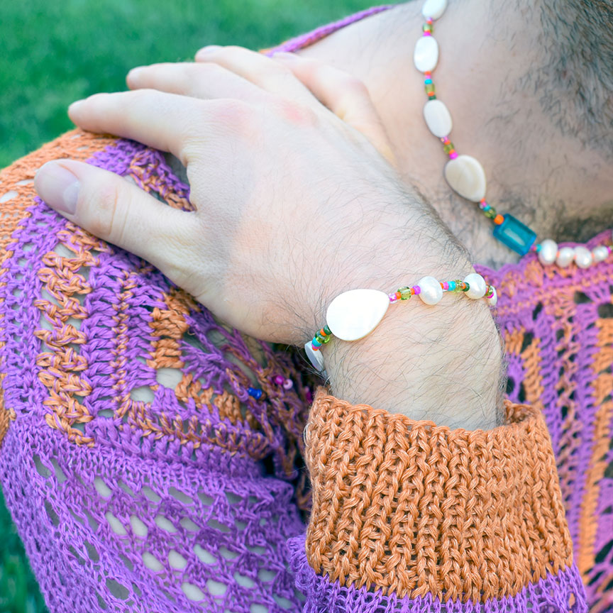 Granny Crochet Square Boat-Neck Sweater