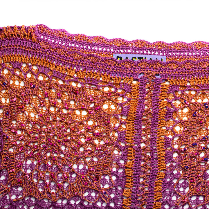 Granny Crochet Square Boat-Neck Sweater