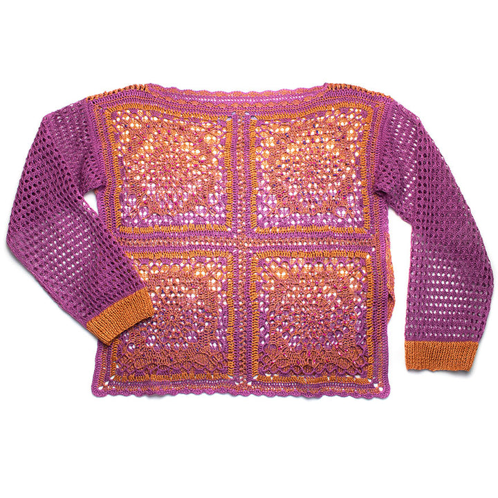 Granny Crochet Square Boat-Neck Sweater