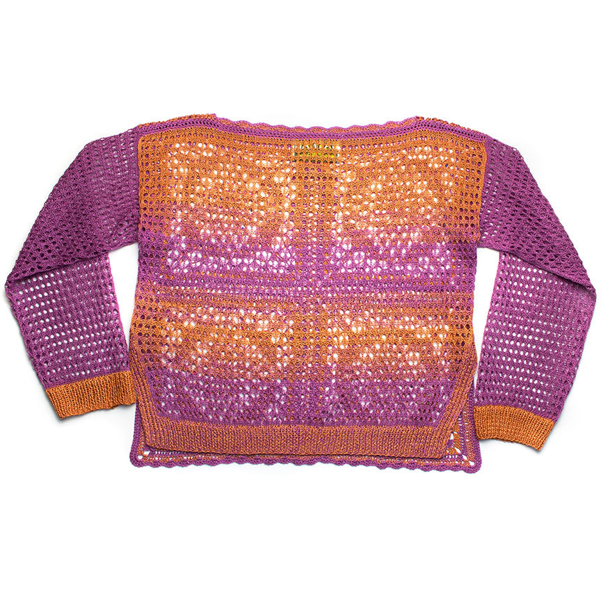 Granny Crochet Square Boat-Neck Sweater