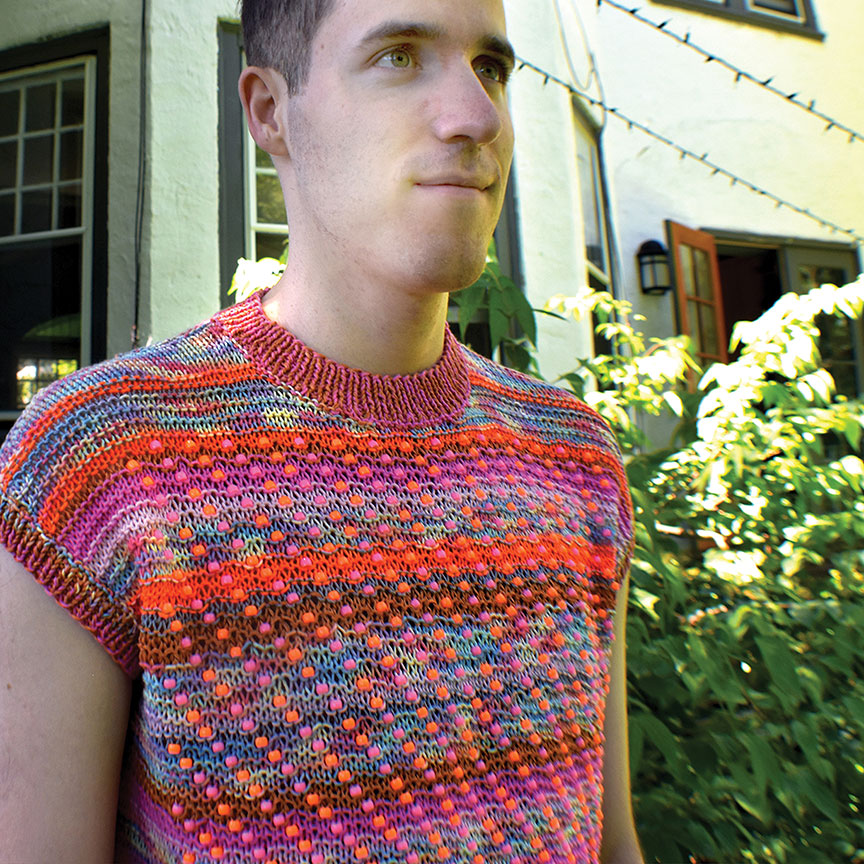 Cotton + Linen Crew-Neck Sweater Tank With Plastic Pony Beads