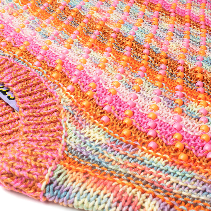 Cotton + Linen Crew-Neck Sweater Tank With Plastic Pony Beads