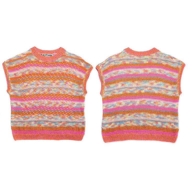 Cotton + Linen Crew-Neck Sweater Tank With Plastic Pony Beads