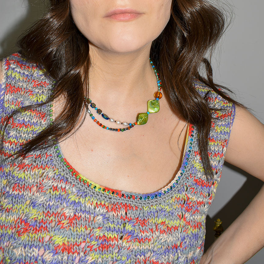 Diagonal Cable Scoop-Back Sweater Tank