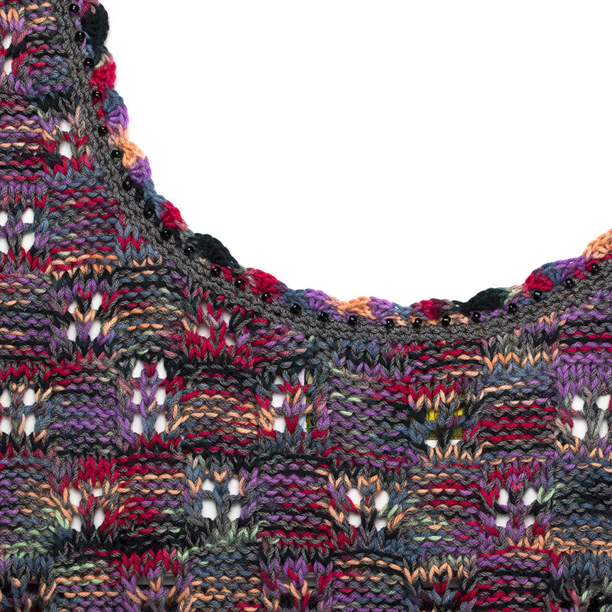 Checkerboard Knit Scoop-Back Sweater Tank