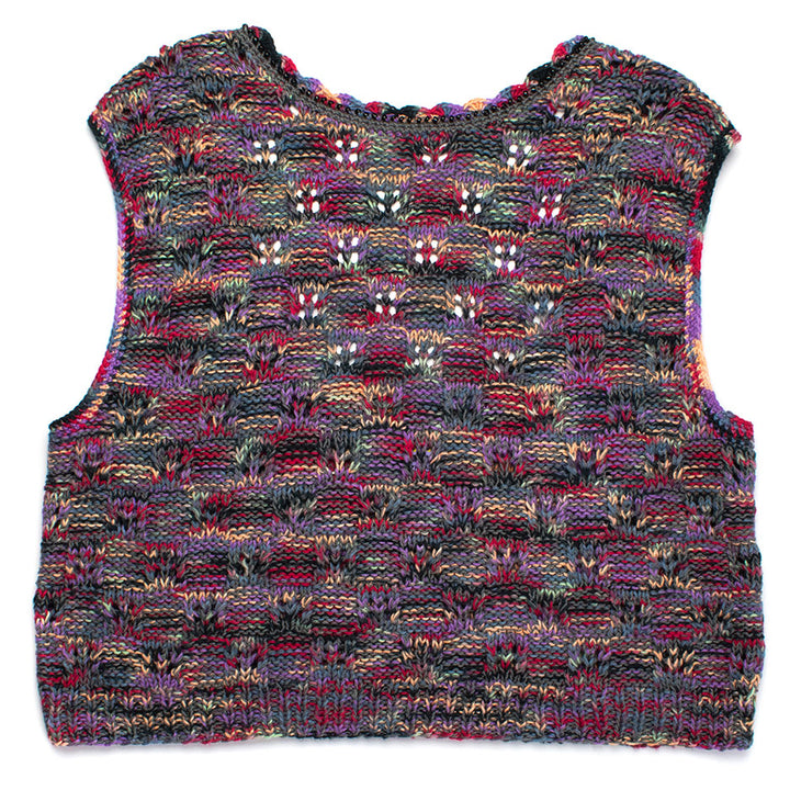 Checkerboard Knit Scoop-Back Sweater Tank