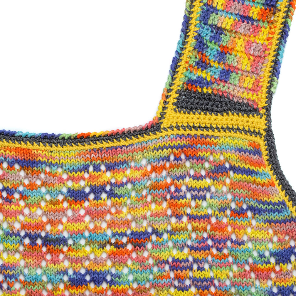 Vibrant Square Strap Sweater Tank with Crochet Details
