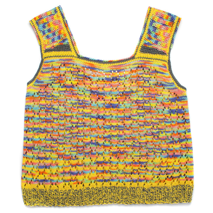 Vibrant Square Strap Sweater Tank with Crochet Details