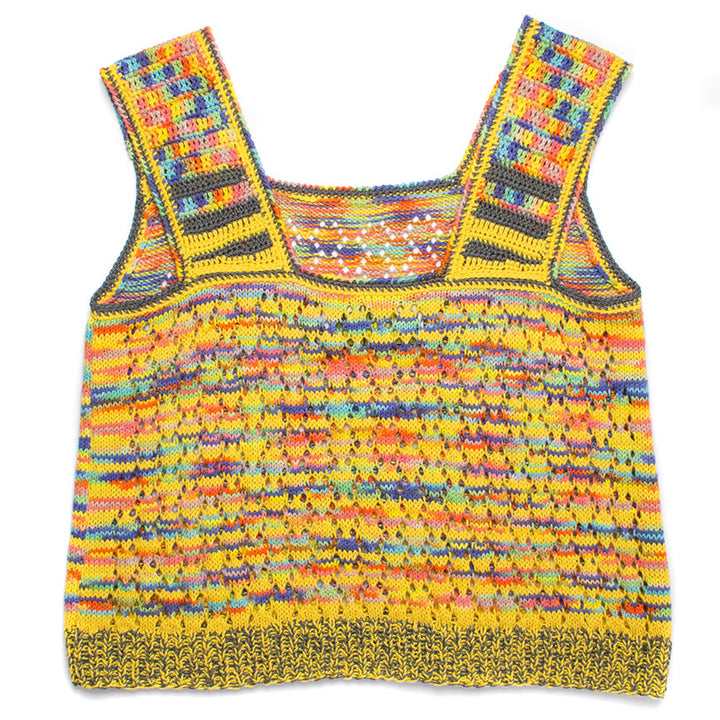 Vibrant Square Strap Sweater Tank with Crochet Details