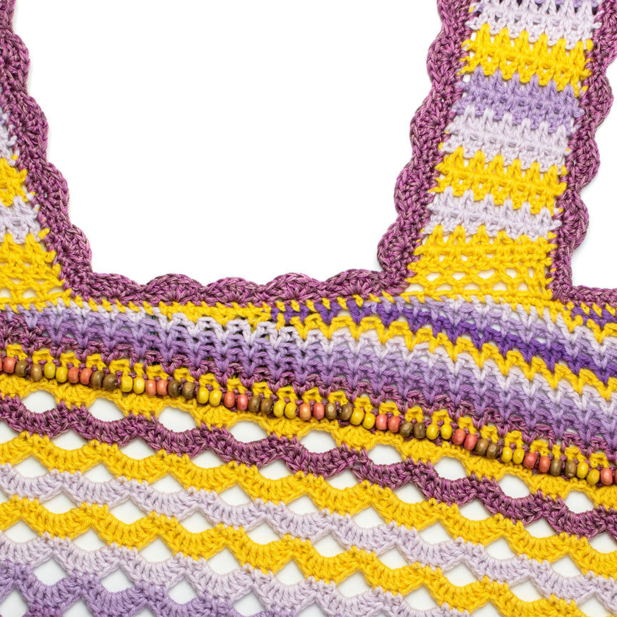 Bias Ombre Crochet Square Tank with Beaded Detail