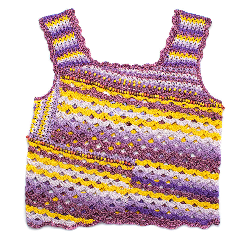 Bias Ombre Crochet Square Tank with Beaded Detail