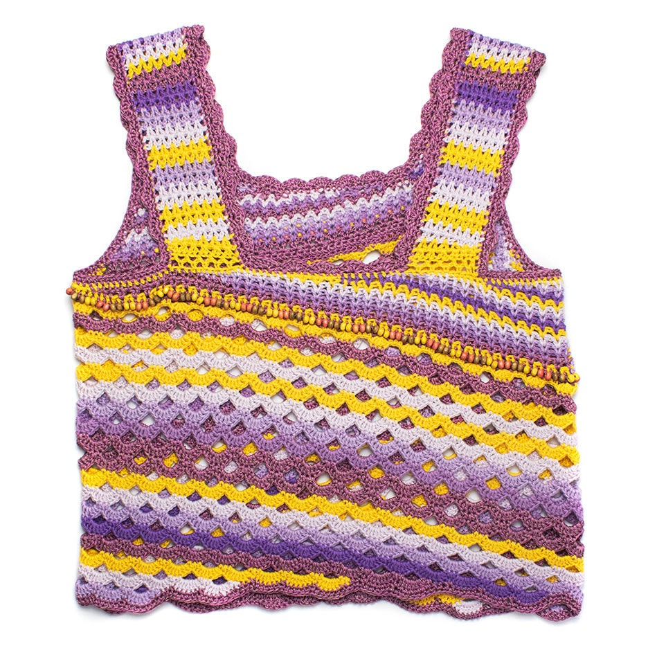 Bias Ombre Crochet Square Tank with Beaded Detail
