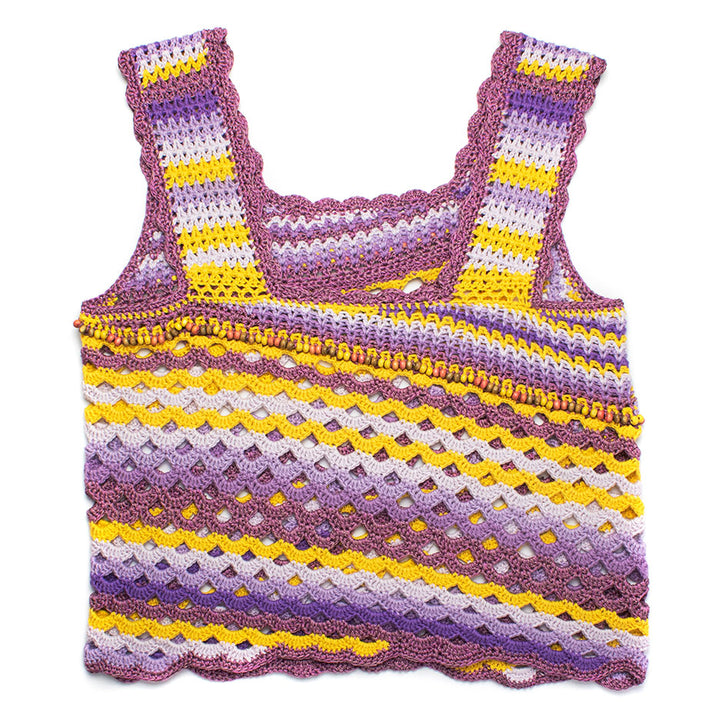 Bias Ombre Crochet Square Tank with Beaded Detail