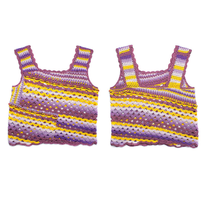 Bias Ombre Crochet Square Tank with Beaded Detail