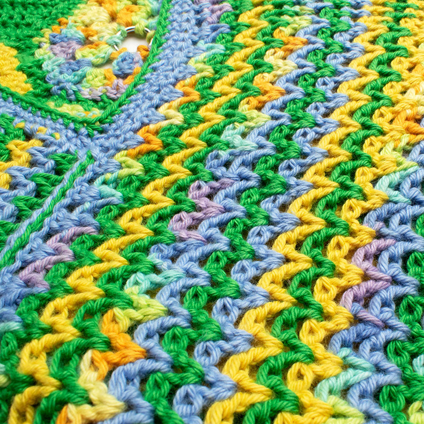 Green Multi-Color Crochet V-Neck Tank
