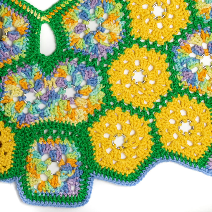 Green Multi-Color Crochet V-Neck Tank